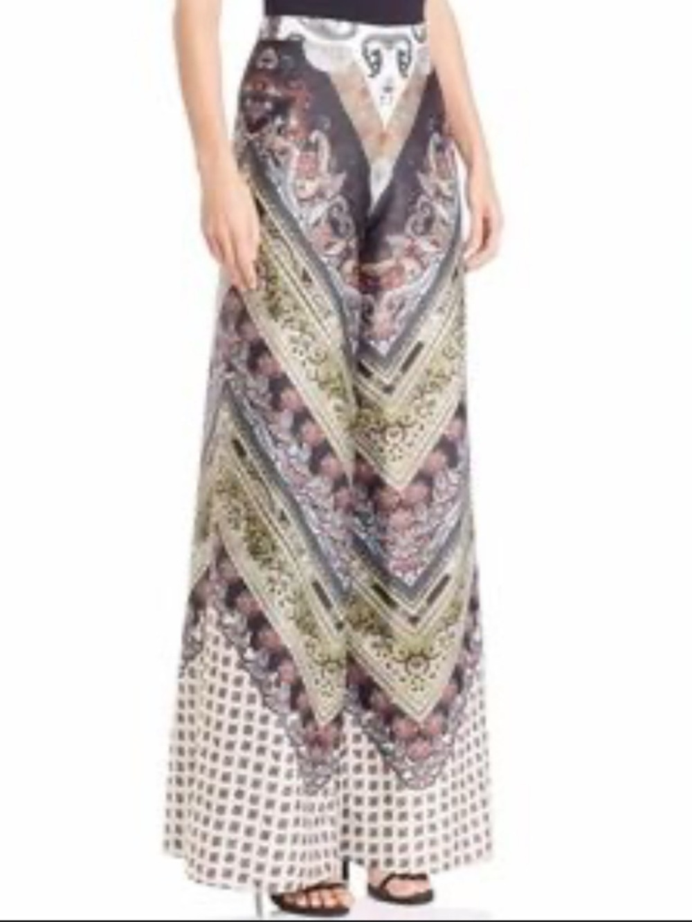 Alice + Olivia Black Multi Paisley Wide-Leg Palazzo Pants